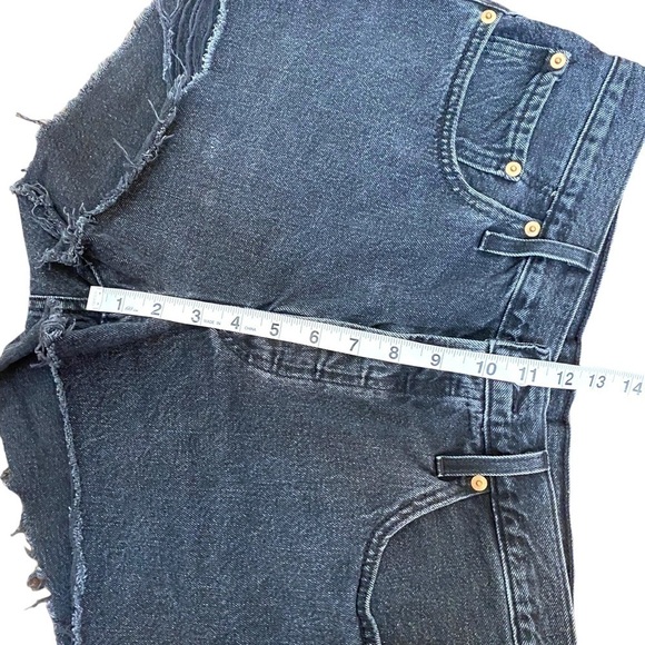 LEVI'S 501 Black Denim High Waisted Cut Off Shorts - Picture 12 of 13